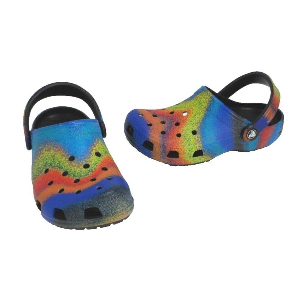 CROCS multi color clogs sandals water shoes unisex Men's size 4, Women's size 6